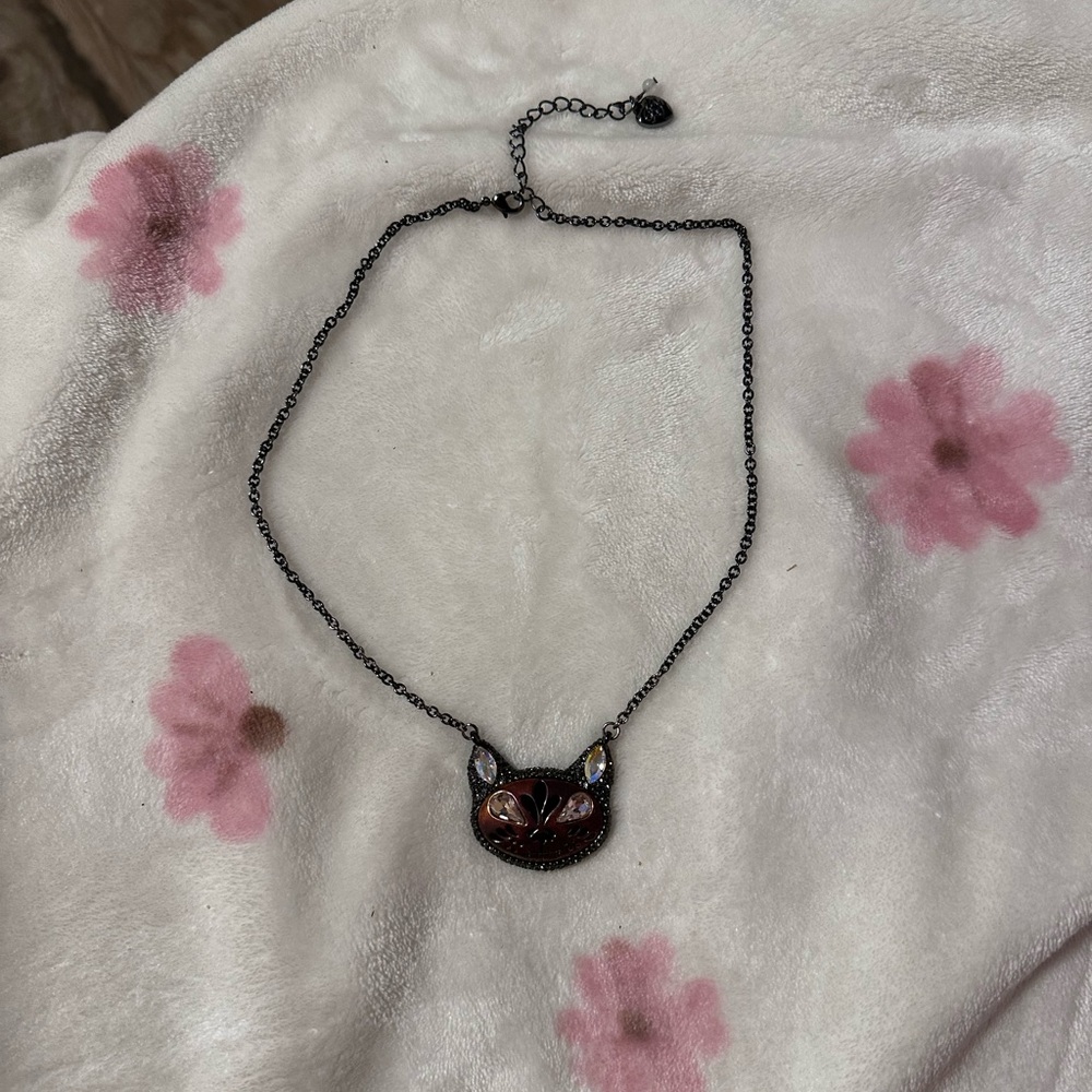 Betsey Johnson Black Cat Pendant Necklace
